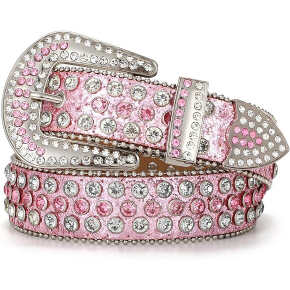 Women\'s Rhinestones Goth Bling Halloween Belt Cowgirl Western Pink Silver Belt main image 5